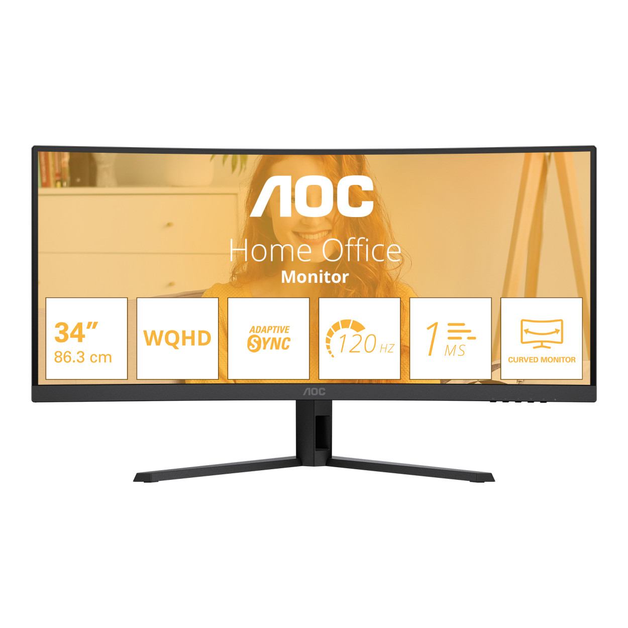 AOC B3 CU34B3E 34-inch 3440 x 1440p WQHD 21:9 120Hz 1ms LED VA Curved Monitor