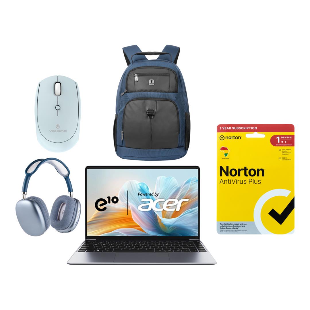 Acer ETBook e10 AMD Ryzen 3 14-inch Win 11 Home Laptop and Mens Bundle - Blue