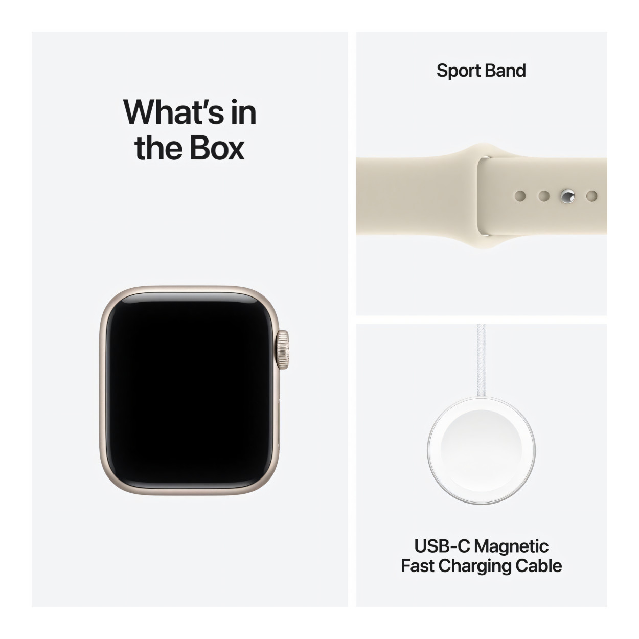 Apple Watch SE 3 GPS 44mm Starlight Aluminium Case with Sand Sport Band - M/L MJL54AF/A