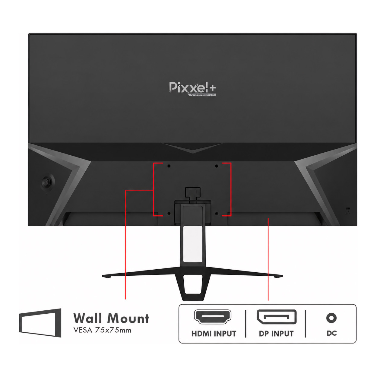 Armaggeddon Pixxel+ PXP22G Ports and VESA Mounting