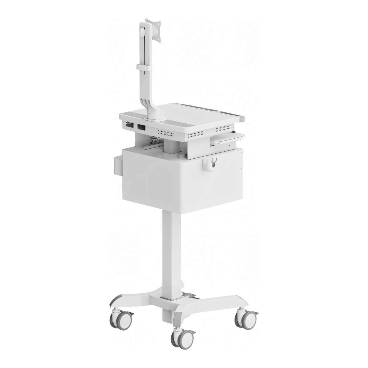 LinkQnet MED08-2 17-32-inch Monitor Arm Pneumatic Height-Adjustable Medical Cart with Drawers BRK-MED08-2