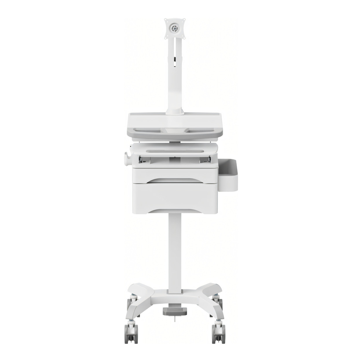 LinkQnet MED08-2 17-32-inch Monitor Arm Pneumatic Height-Adjustable Medical Cart with Drawers BRK-MED08-2