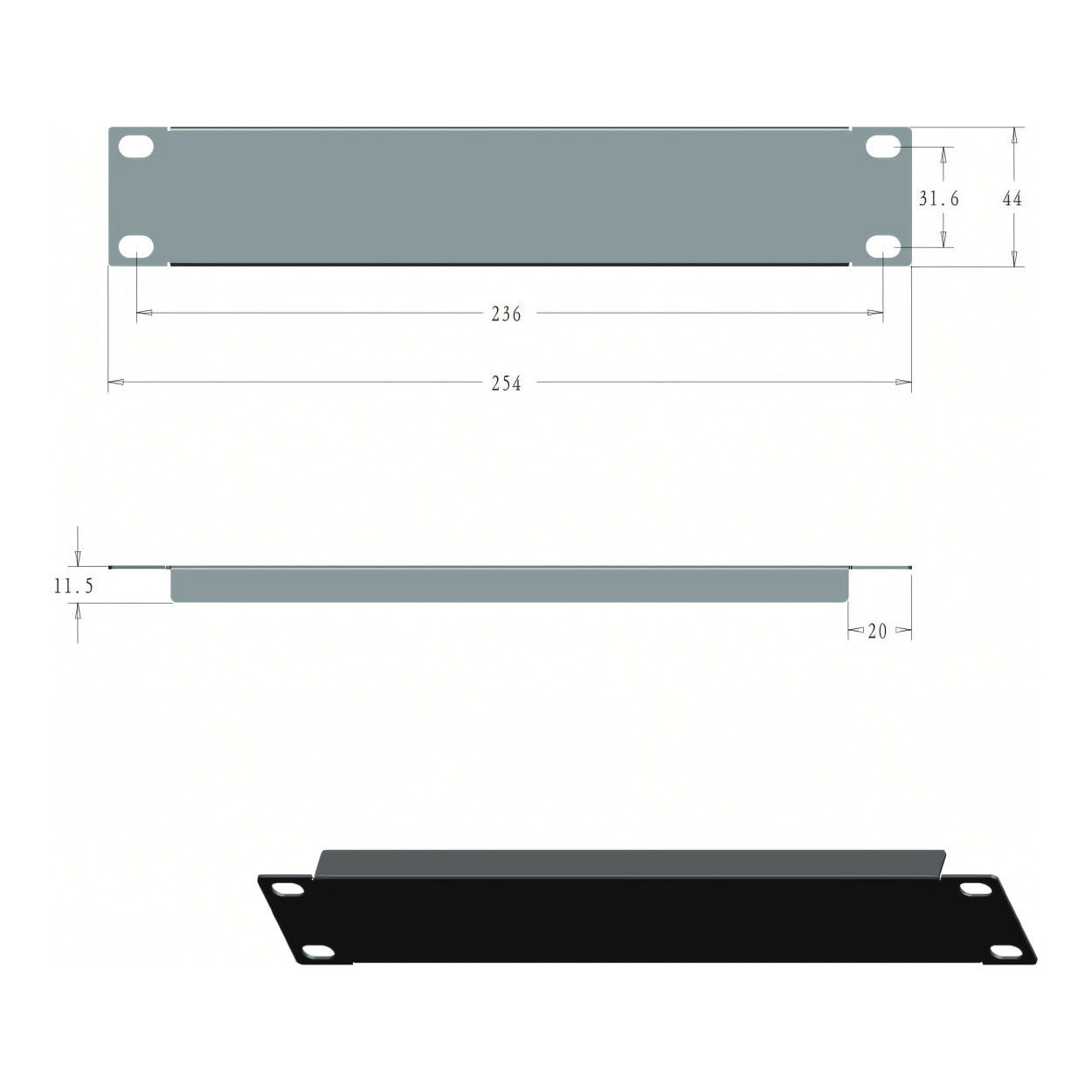 LinkQnet 1U 10-inch Blacking Panel RCK-10INCH-BLANK