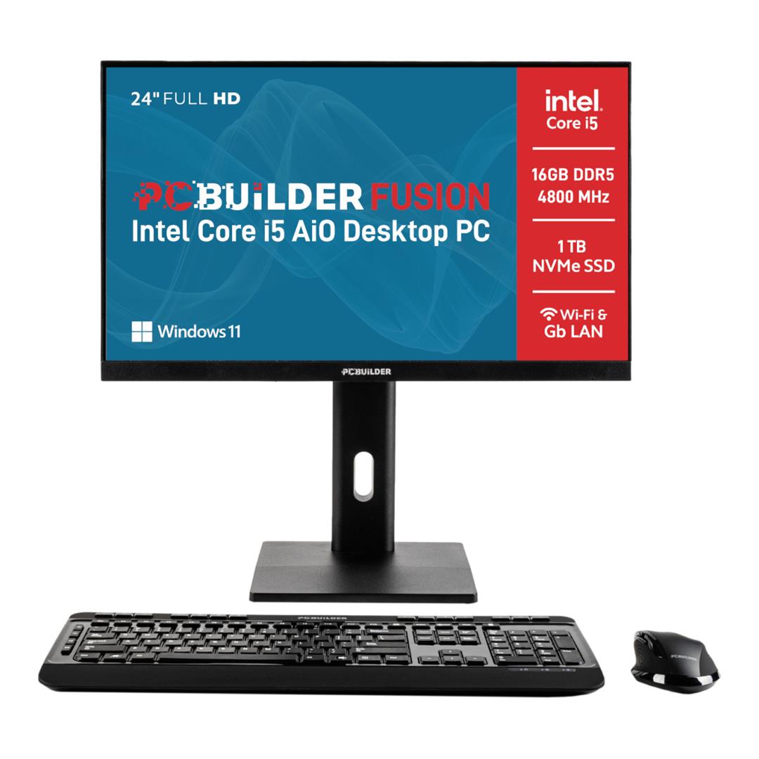 PCBuilder FUSION 24-inch FHD All-in-One PC - Intel Core i5-12400 1TB SSD 16GB RAM Win 11 Pro