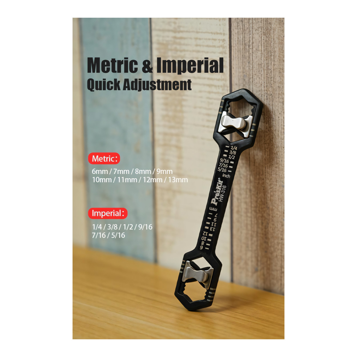 Pro'sKit HW-316 14-in-1 Multi-Size Combination Wrench NET-HW-316