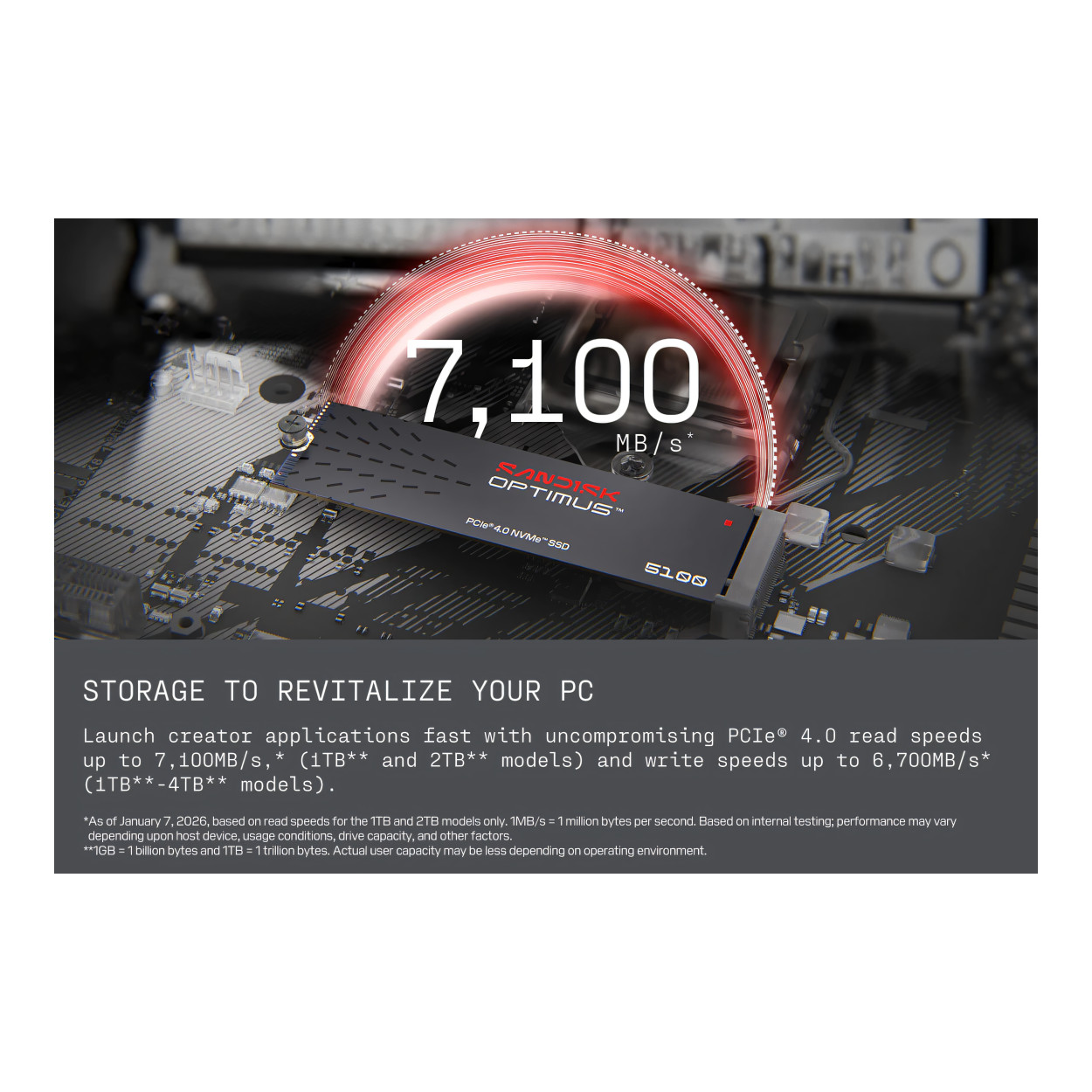 SanDisk Optimus 5100 2TB M.2 PCIe 4.0 NVMe QLC 3D NAND Internal SSD SDSP51200TAN-000E0